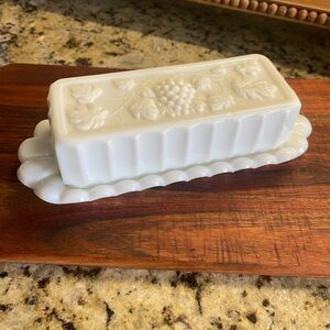 Vintage Westmorland Mil Glass Butter Dish Paneled Grape